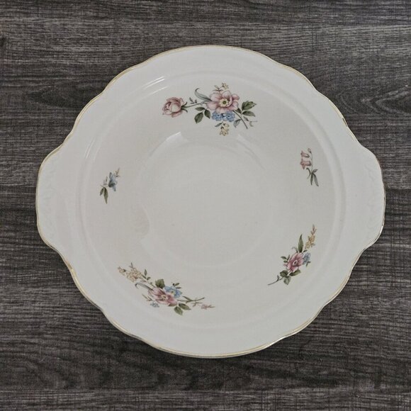 Rideau Pottery Serving Dish Lidded Casserole Handles White Floral VTG Canada - Picture 7 of 15